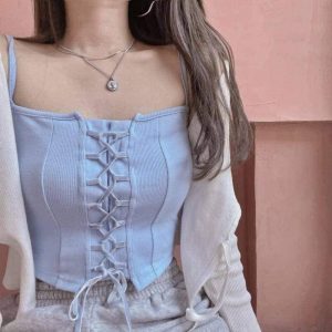 Blue Lace-Up Camisole (Shopee PH)
