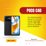 POCO C40 4+64GB 6000mAh battery 6.71” Display Octa-core CPU 13MP Camera s Fingerprint Sensor AI face