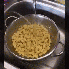 How to properly drain pasta: Don't try that viral 'hack' water going through macaroni meme This faucet water hitting a noodle ... It's pasta all human understanding