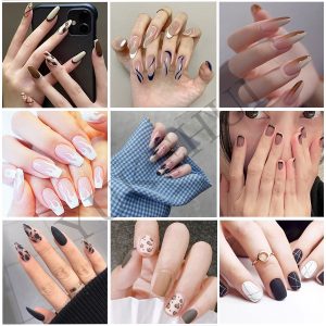 2022 Trend YUKEHUI 24 pcs Fake Nails Set With Glue Long Nails French Nail Care Nail fake nails with glue Manicure Nail Art Design