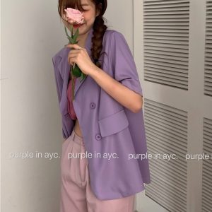 Korean Style Candy Color Multicolor Thin Short-sleeved Suit Jacket Women